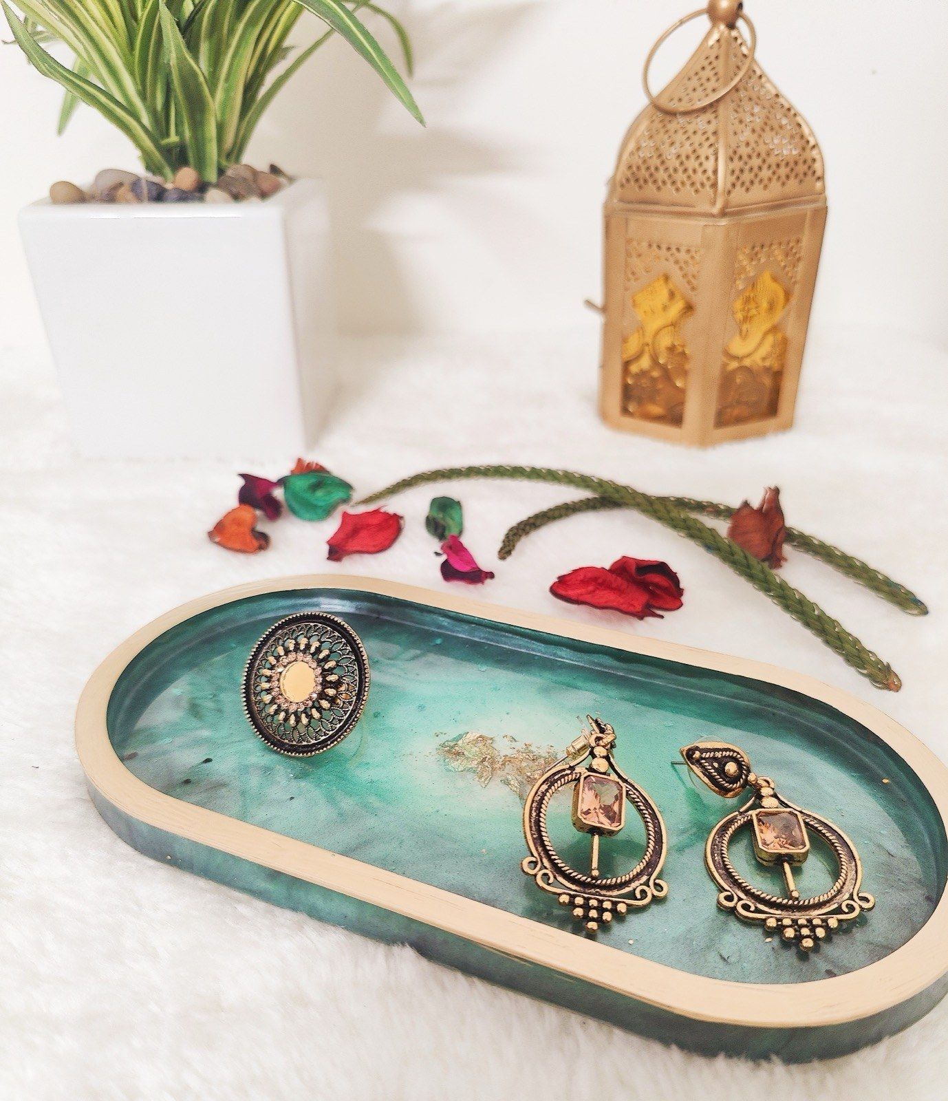 Emerald Marble Oval Tray, view 1