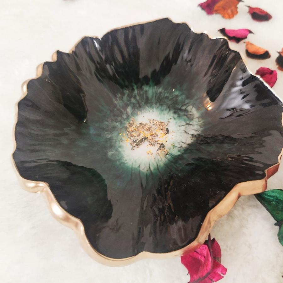 Petal Trinket Dish — Midnight Teal, view 1