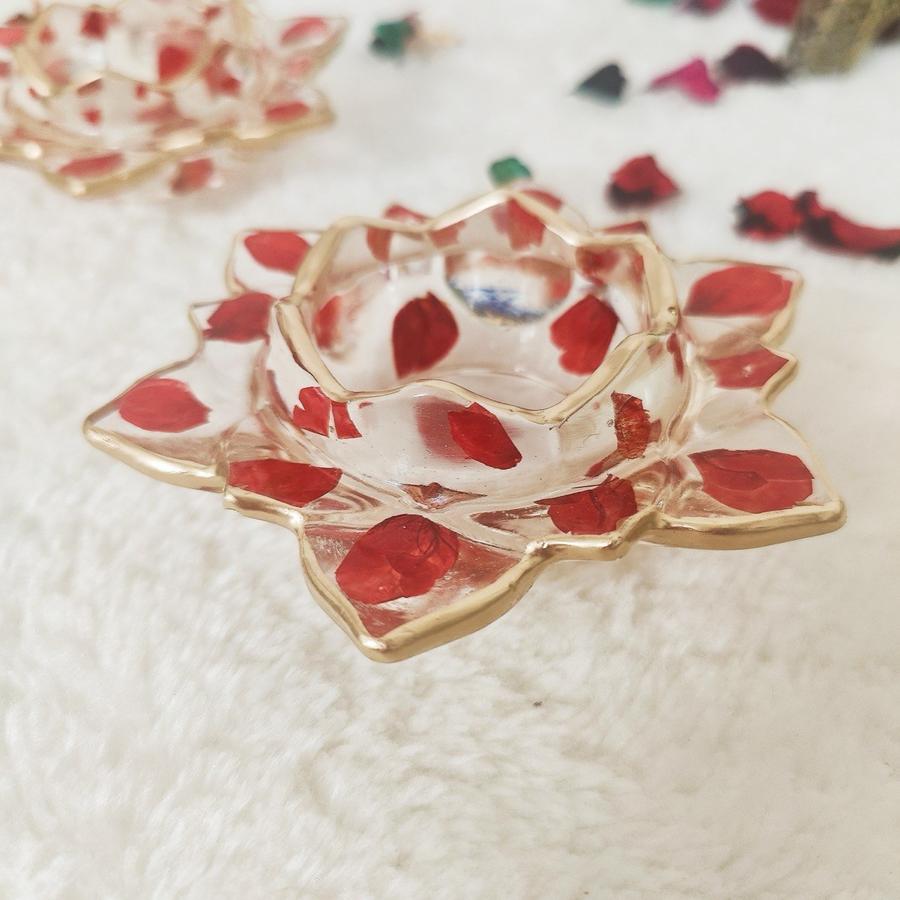Rose Petal Lotus Tea Light Holders, Set of 2, view 1