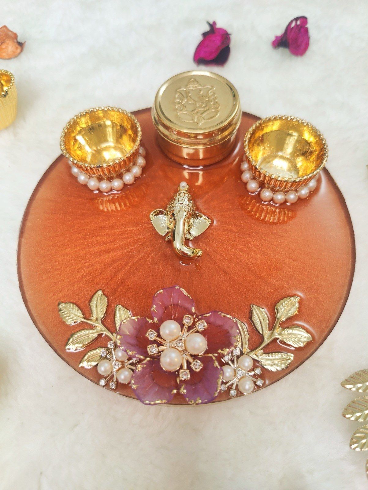 Terracotta Pooja Thali Set with Ganesha, view 1