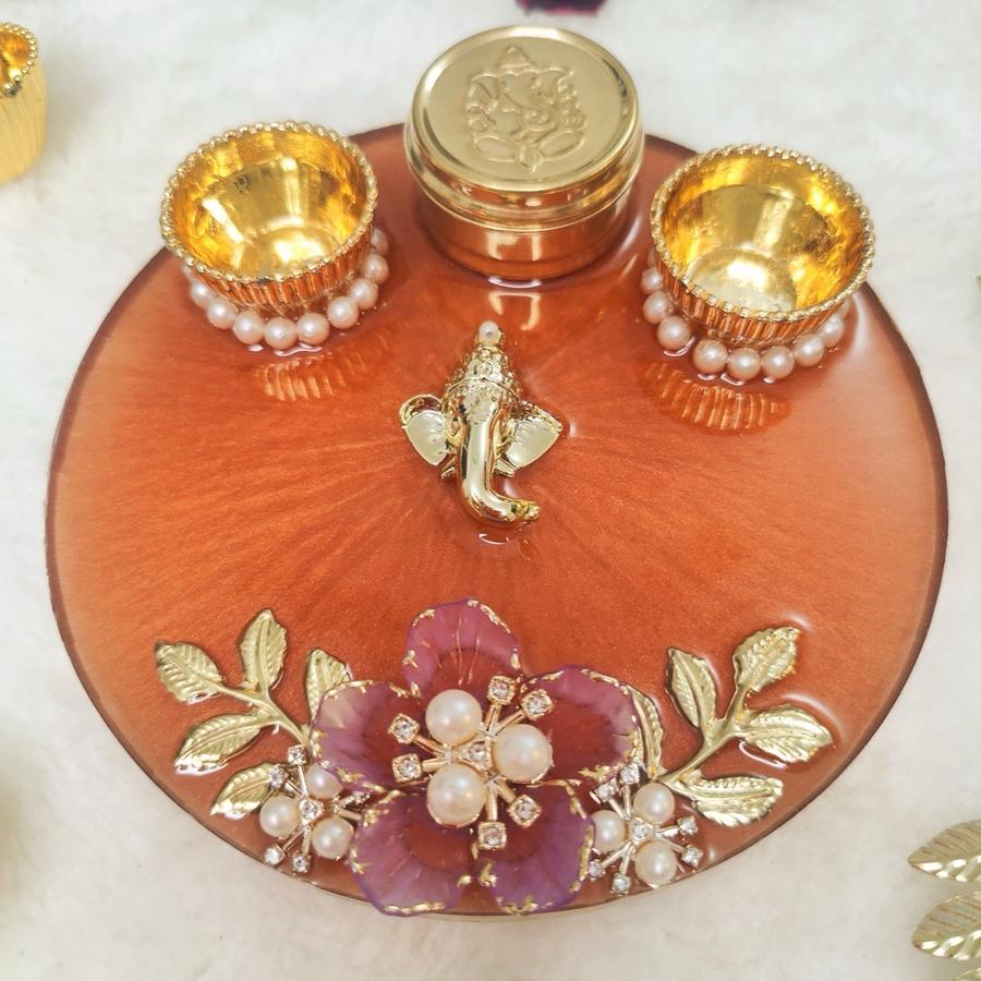 Terracotta Pooja Thali Set with Ganesha, view 1